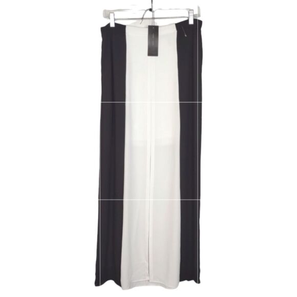 BCBG MAXAZRIA Flowy Chiffon Midi Skirt Sammy Ivory and Black size Small - Picture 1 of 16